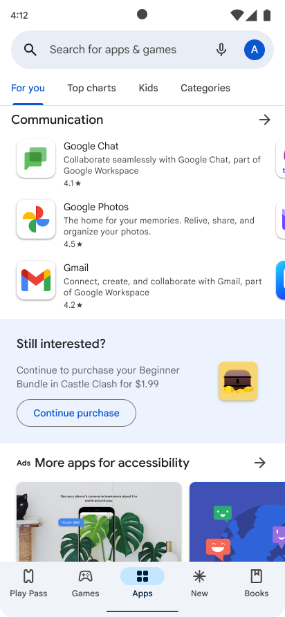 на экране Google Play Store отображается приглашение на покупку ранее отмененной покупки